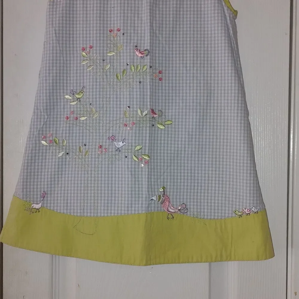 Gymboree gingham embroidered bird and design spring summer  dress